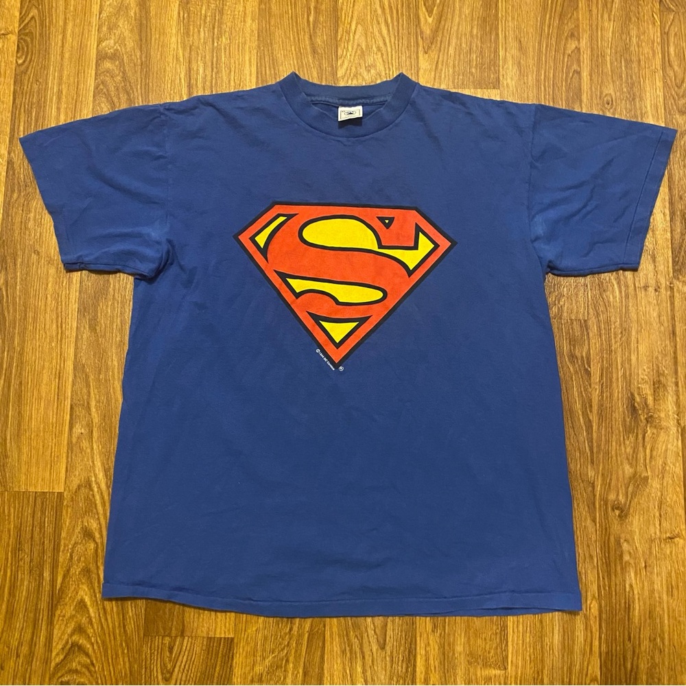 Vintage‎ Superman Shirt Single Stitch DC Comics Stamped 1944 USA Men’s XL 90s